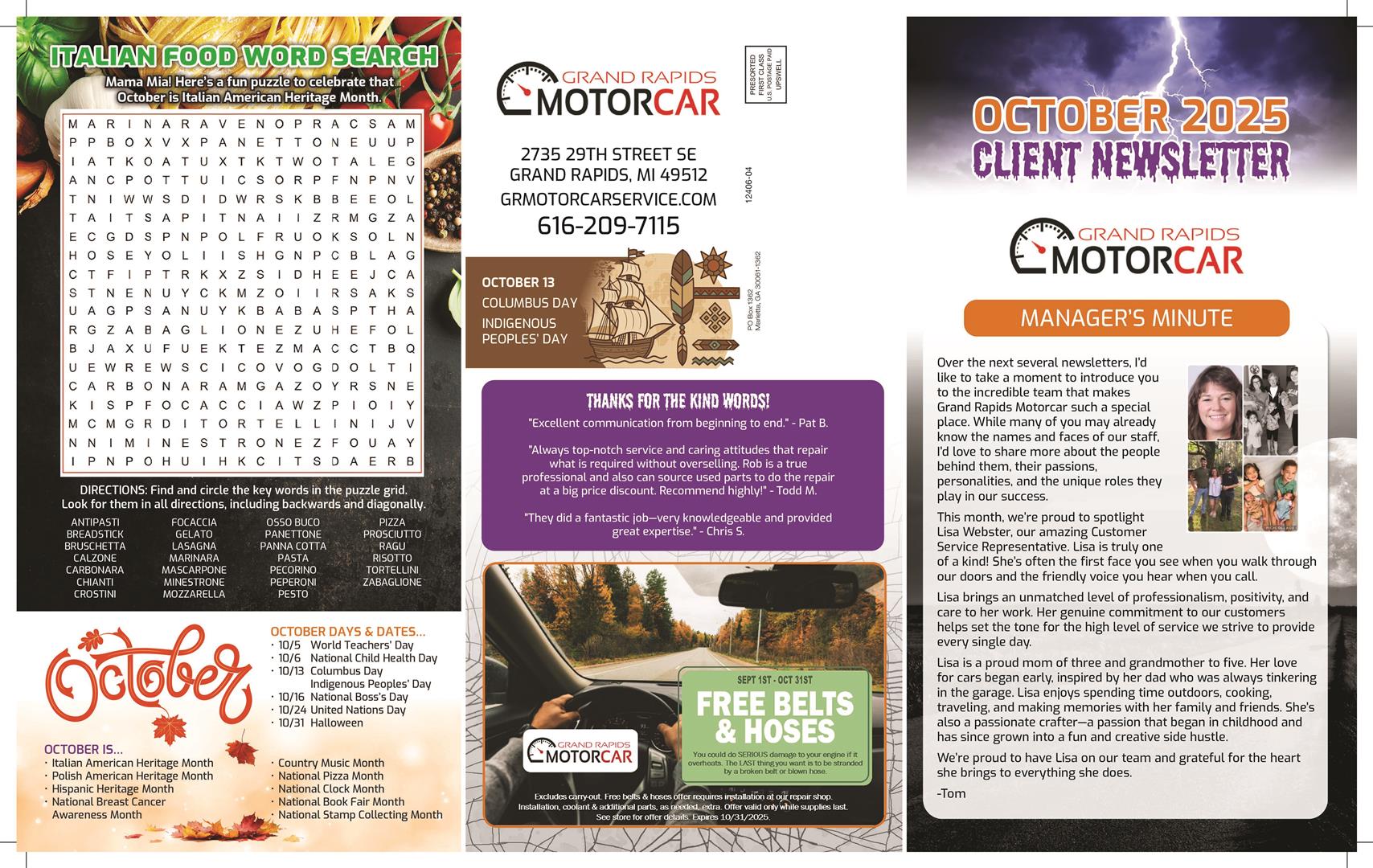 November Newsletter | Grand Rapids Motorcar